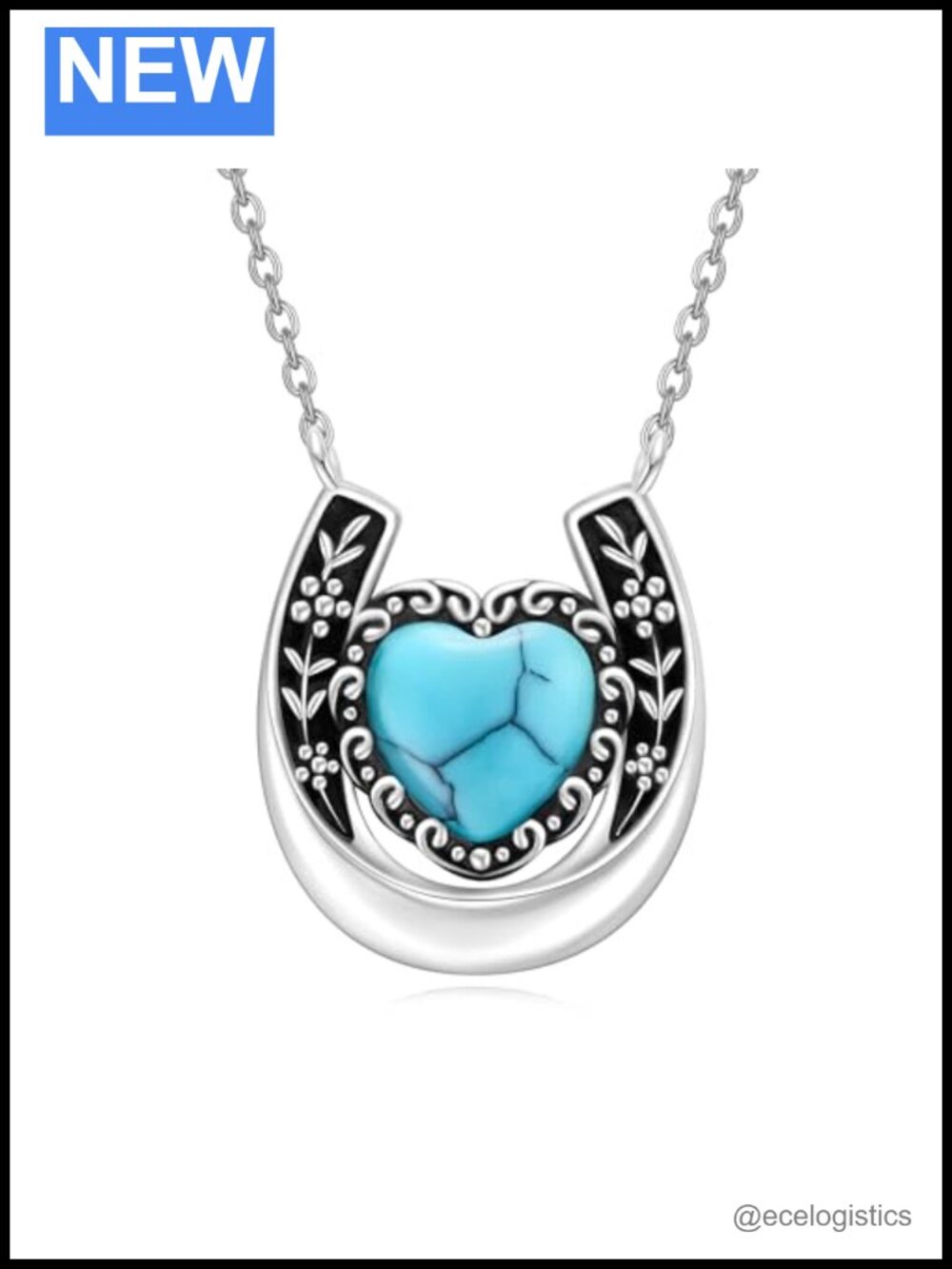 Sterling Silver Horseshoe Pendant Necklace 925 Lucky Charm